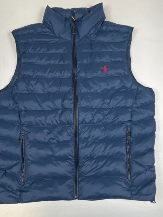Polo Ralph Lauren Other - Polo Ralph Lauren Mens L Performance Blue Packable Down Puffer Vest Red Pony